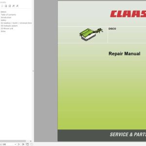 Claas Mowers DISCO 8400 F54 Assembly Operators Technical Repair Manual (2)