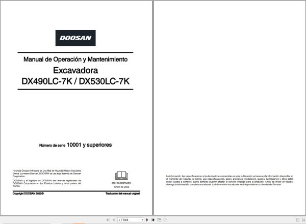 Doosan Excavator DX 7 Series Operators Shop Manual Collection (3)