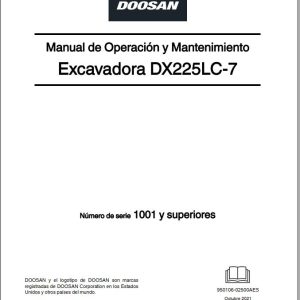 Doosan Excavator DX225LC 7 Operation Maintenance Manual 950106 02500AES ES (1)