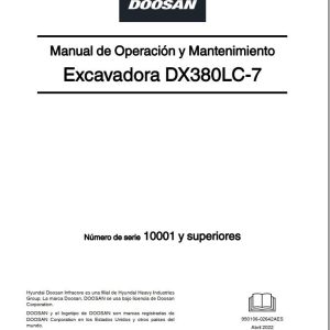 Doosan Excavator DX380LC 7 Operation Maintenance Manual 950106 02642AES ES (1)