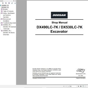 Doosan Excavator DX490LC 7K DX530LC 7K Shop Manual 950106 02877C EN (1)