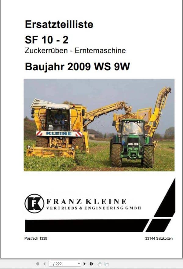 Franz Kleine Agricultural Hydraulic Diagram and Parts Manual PDF 1.56GB (1)