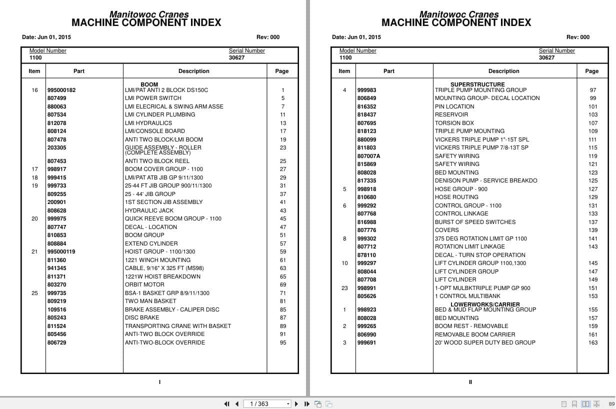 Grove Crane 1100 30627 Parts Manual 2015 (1)