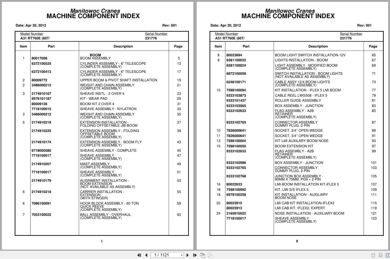 Grove Crane A31 RT760E 231776 Parts Manual 2012 (1)