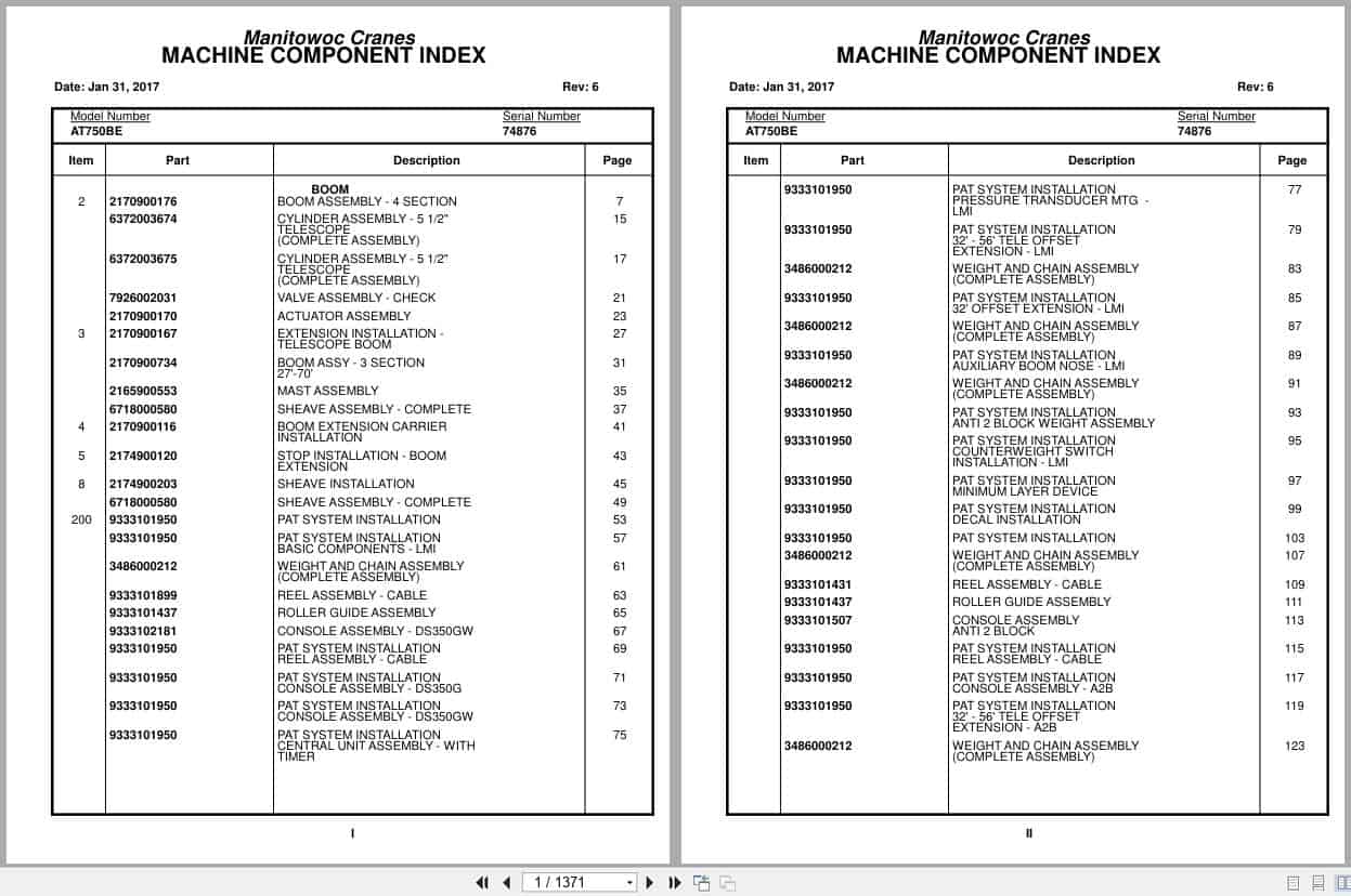 Grove Crane AT750BE 74876 Parts Manual 2017 (1)