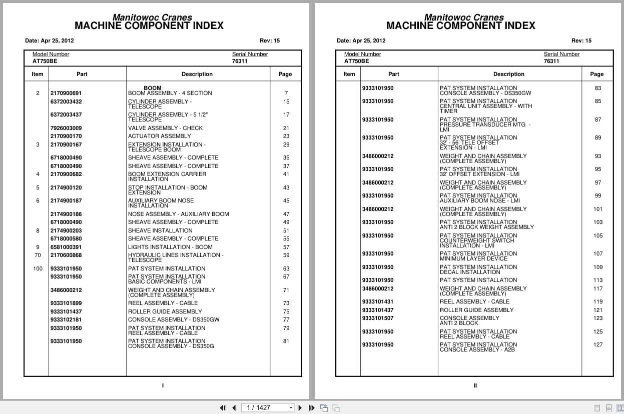 Grove Crane AT750BE 76311 Parts Manual 2012 (1)