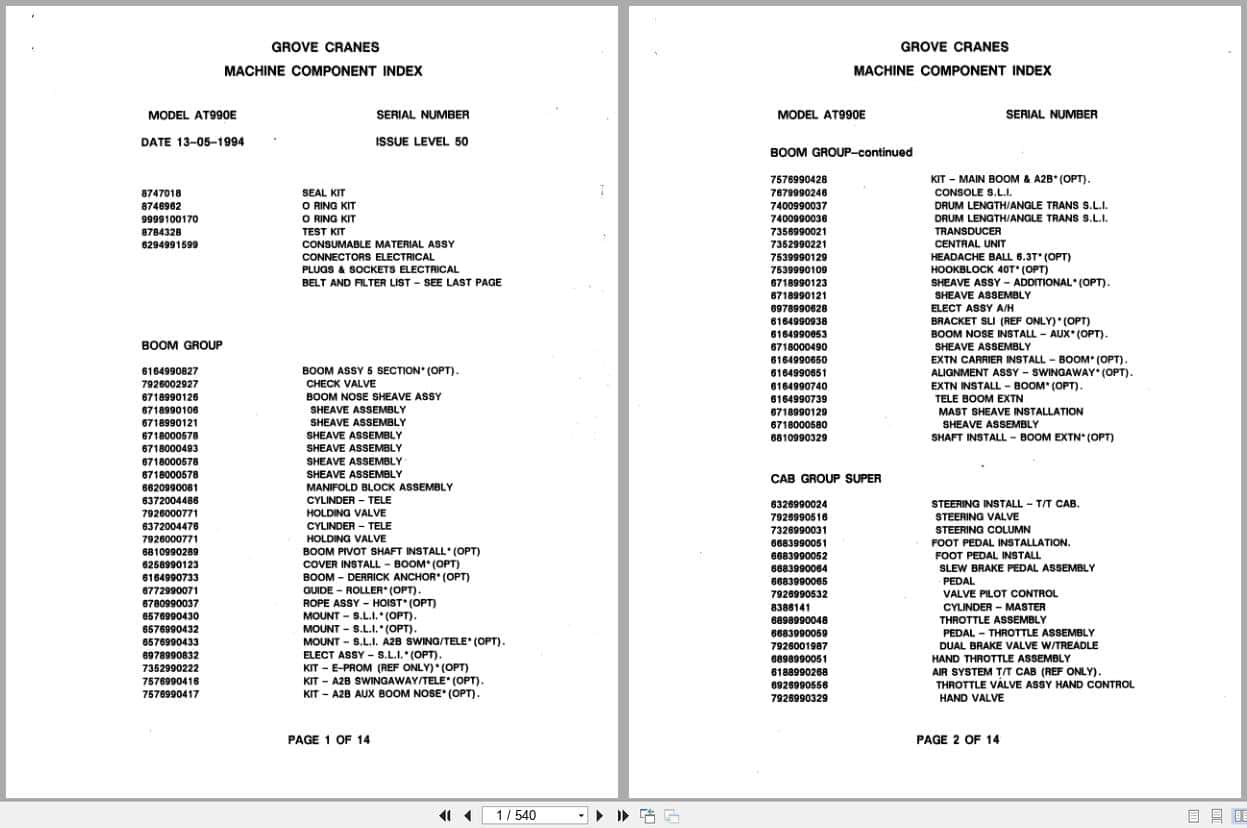 Grove Crane AT990E Parts Manual (1)