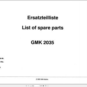 Grove Crane GMK 2035 Spare Parts List 2305046 1995 (1)