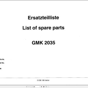 Grove Crane GMK 2035 Spare Parts List 3036180 1998 (1)