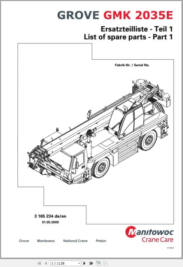 Grove Crane GMK 2035E Spare Parts List 3165234 2009 (1)
