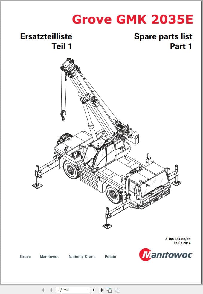 Grove Crane GMK 2035E Spare Parts List 3165234 2014 (1)