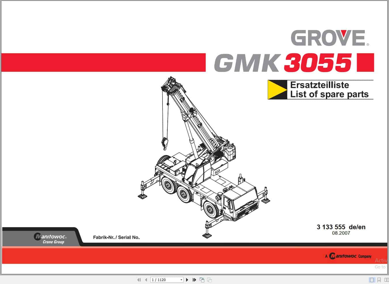 Grove Crane GMK 3035 Spare Parts List 3133555 2007 (1)