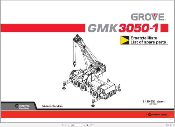 Grove Crane GMK 3050 1 Spare Parts List 3129653 2007 (1)