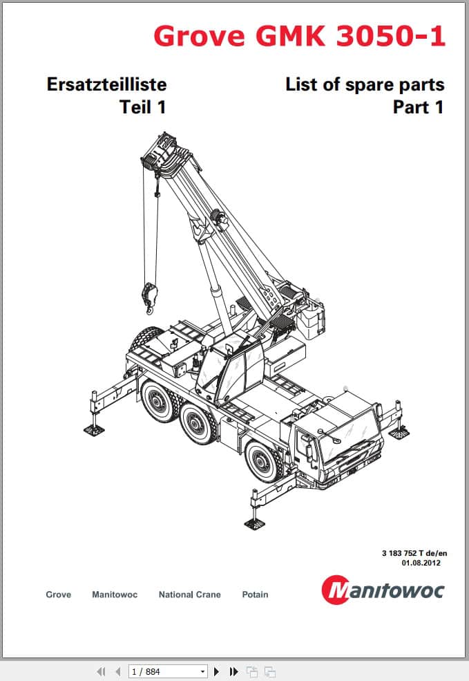 Grove Crane GMK 3050 1 Spare Parts List 3183752T 2012 (1)