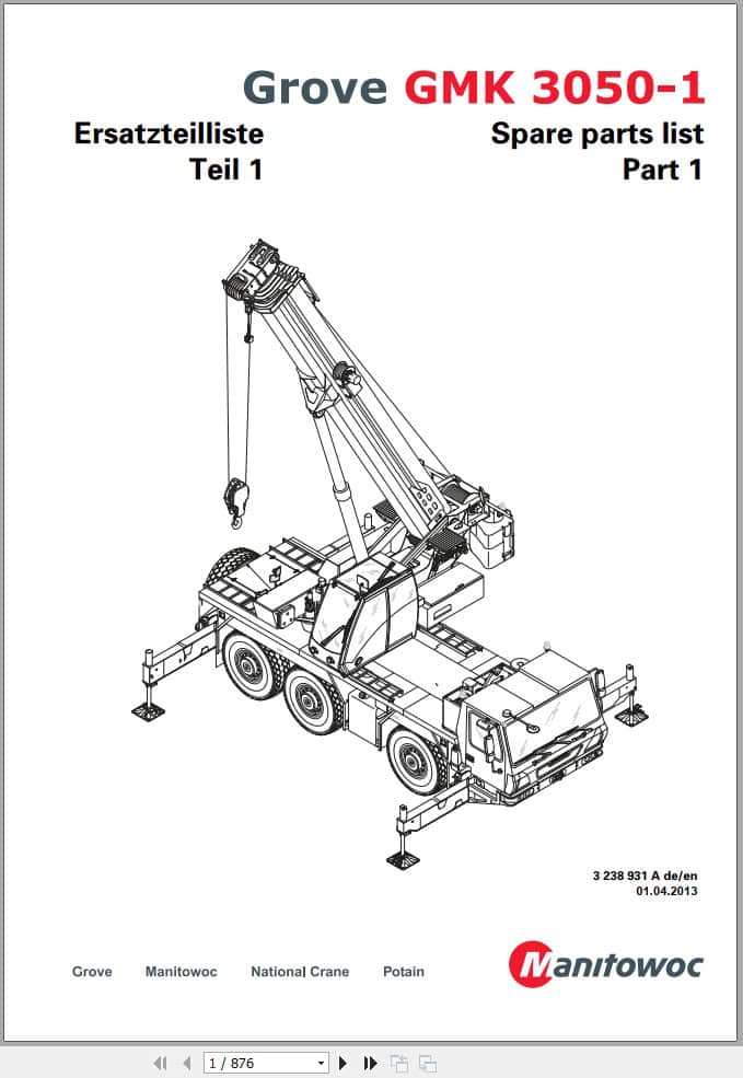 Grove Crane GMK 3050 1 Spare Parts List 3238931A 2013 (1)