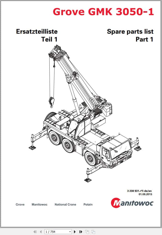 Grove Crane GMK 3050 1 Spare Parts List 3238931fi 2015 (1)