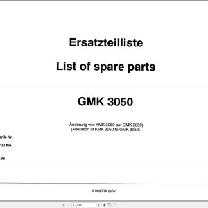 Grove Crane GMK 3050 Spare Parts List 3006570 1995 (1)