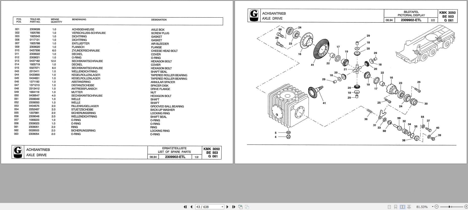 Grove Crane GMK 3050 Spare Parts List 3006570 1995 (2)