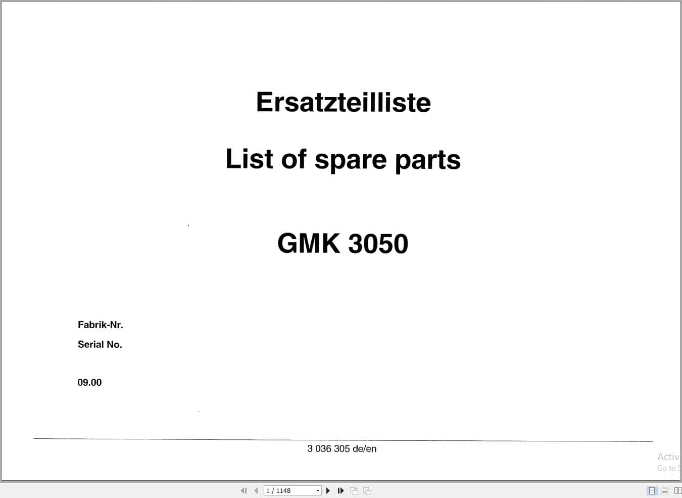 Grove Crane GMK 3050 Spare Parts List 3036305 2000 (1)