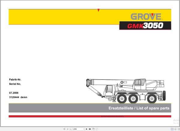 Grove Crane GMK 3050 Spare Parts List 3120444 2006 (1)
