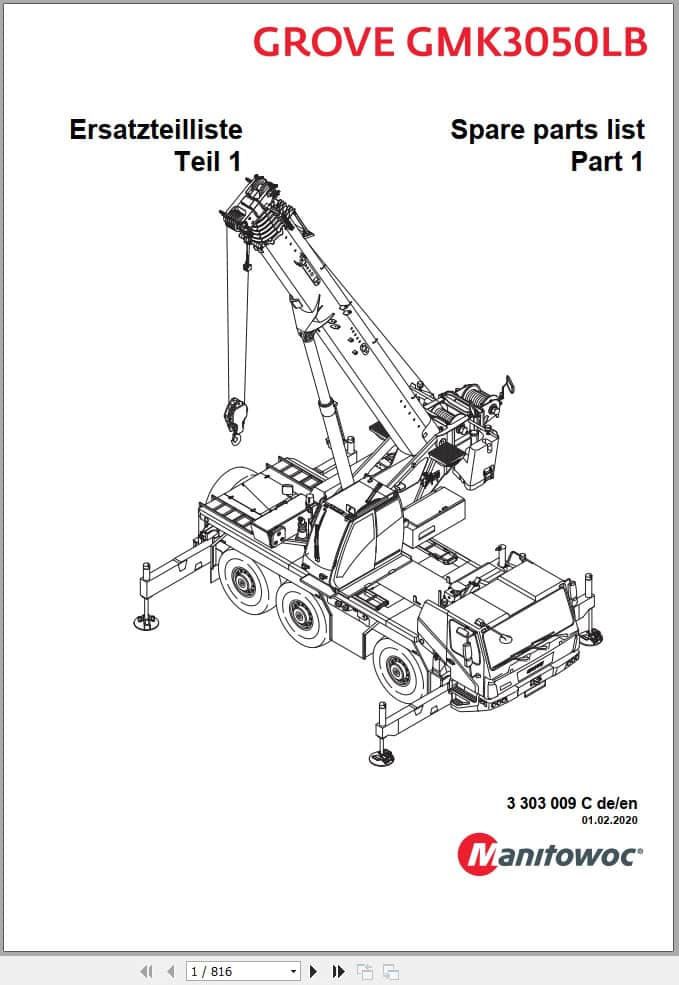 Grove Crane GMK 3050LB Spare Parts List 3303009C 2020 (1)