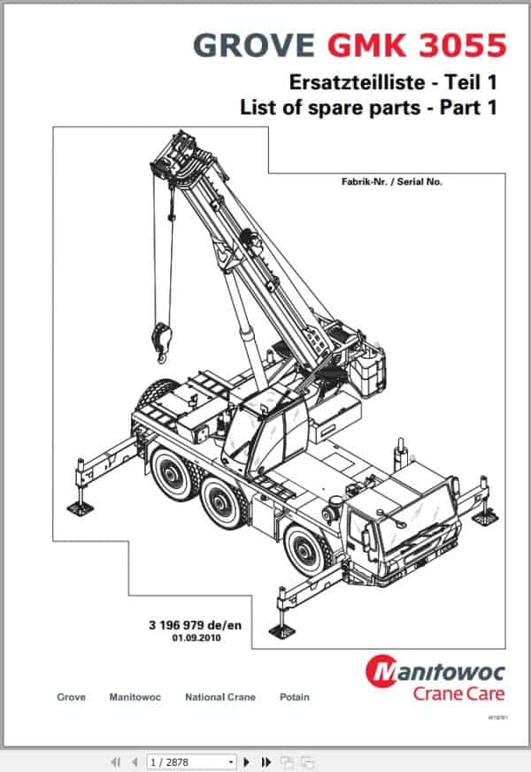 Grove Crane GMK 3055 Spare Parts List 3196979 2010 (1)