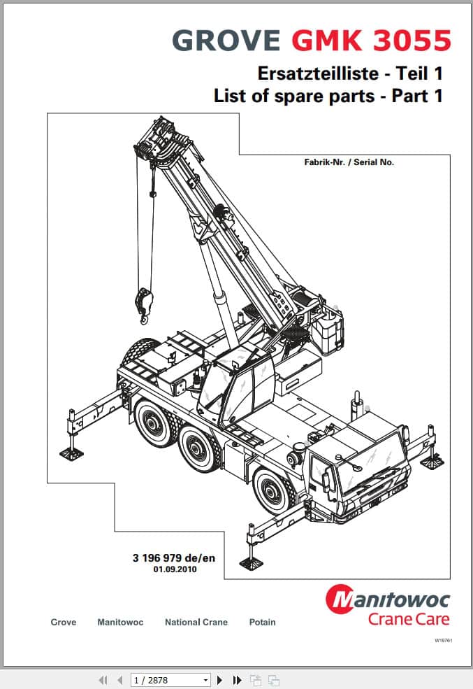 Grove Crane GMK 3055 Spare Parts List 3196979 2010 (1)