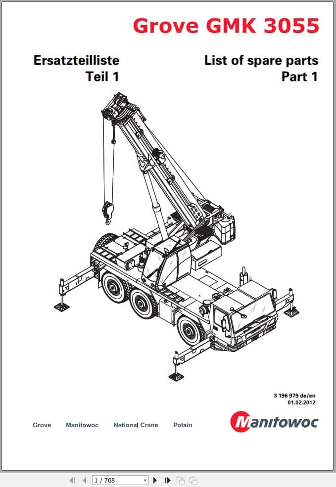 Grove Crane GMK 3055 Spare Parts List 3196979 2012 (1)
