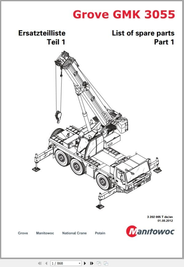 Grove Crane GMK 3055 Spare Parts List 3202005T 2012 (1)