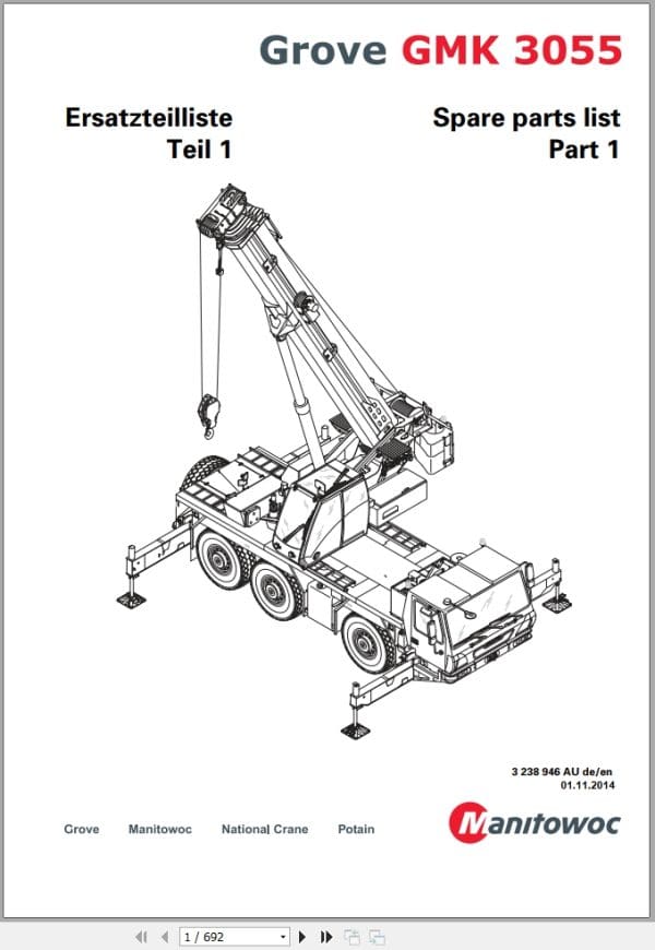 Grove Crane GMK 3055 Spare Parts List 3238946AU 2014 (1)