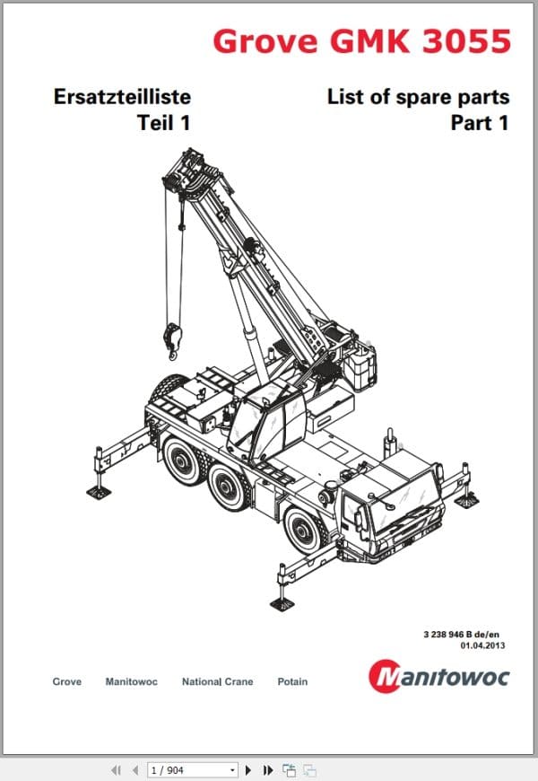 Grove Crane GMK 3055 Spare Parts List 3238946B 2013 (1)