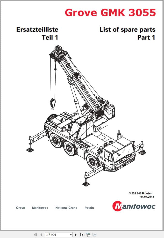 Grove Crane GMK 3055 Spare Parts List 3238946B 2013 (1)