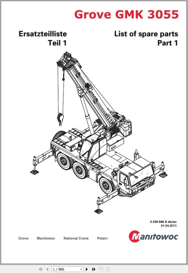 Grove Crane GMK 3055 Spare Parts List 3238964A 2013 (1)