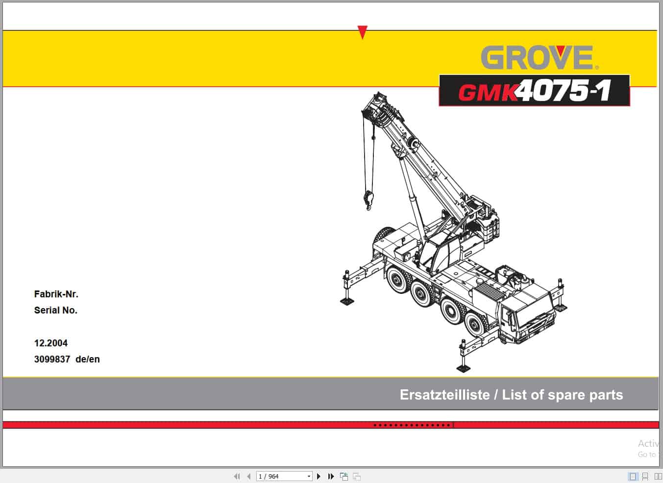 Grove Crane GMK 4075 1 Spare Parts List 3099837 2004 (1)