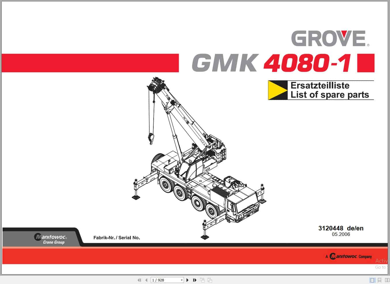 Grove Crane GMK 4080 1 Spare Parts List 3120448 2006 (1)