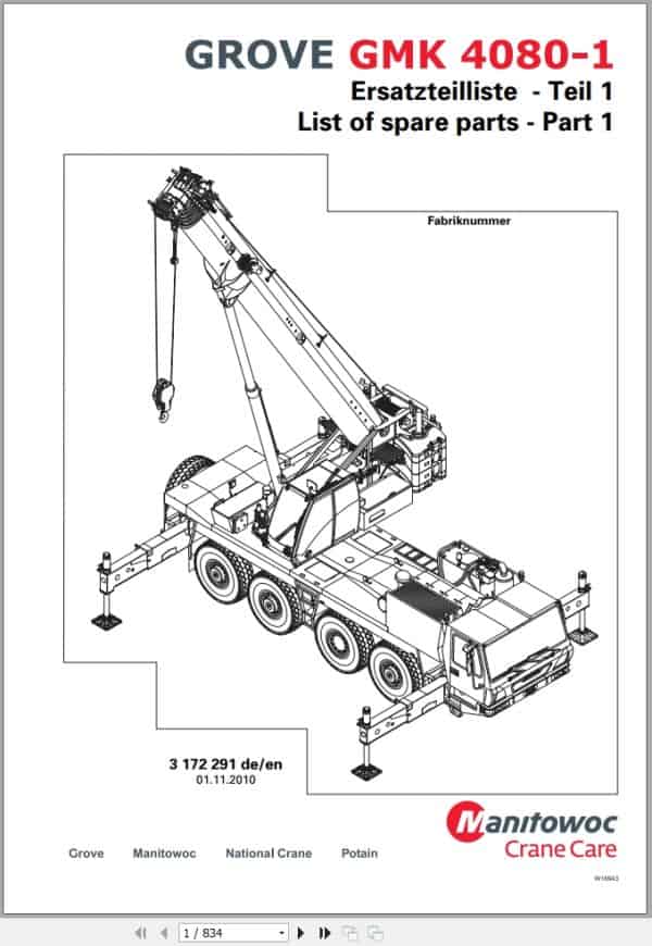 Grove Crane GMK 4080 1 Spare Parts List 3172291 2010 (1)