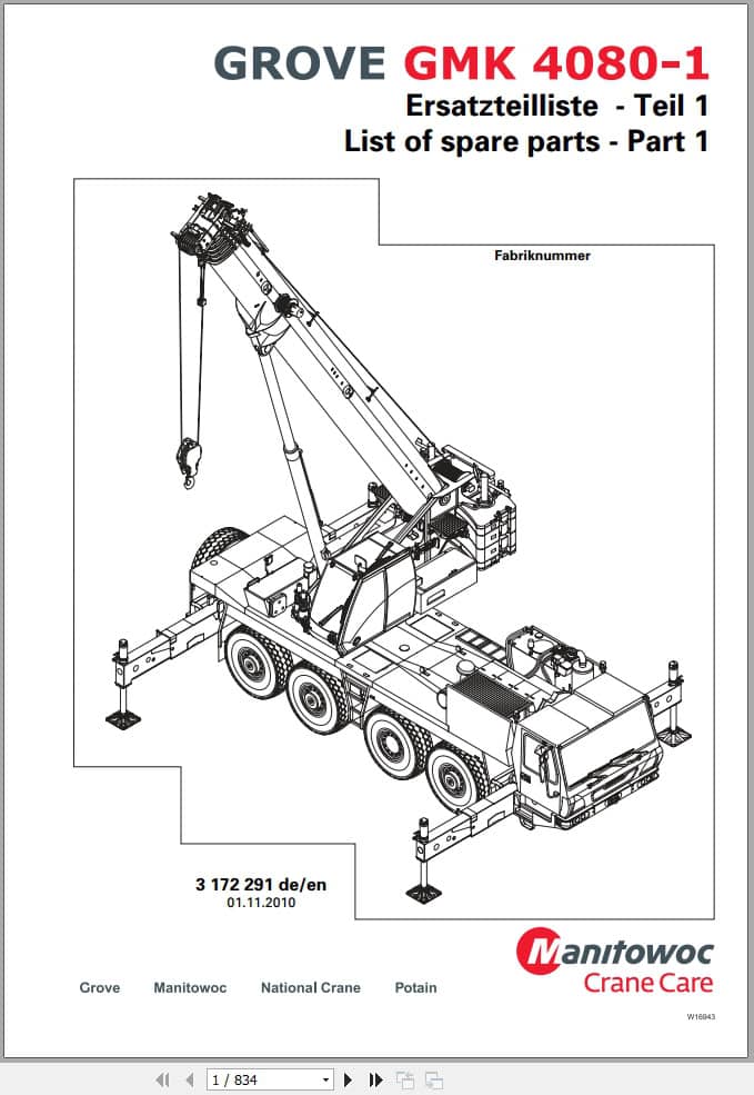 Grove Crane GMK 4080 1 Spare Parts List 3172291 2010 (1)