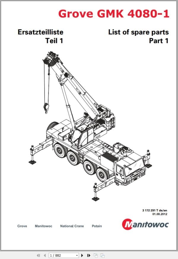 Grove Crane GMK 4080 1 Spare Parts List 3172291T 2012 (1)