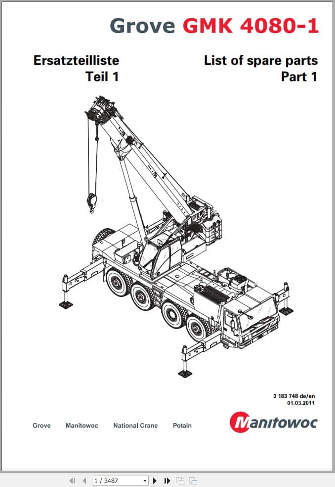Grove Crane GMK 4080 1 Spare Parts List 3183748 2011 (1)