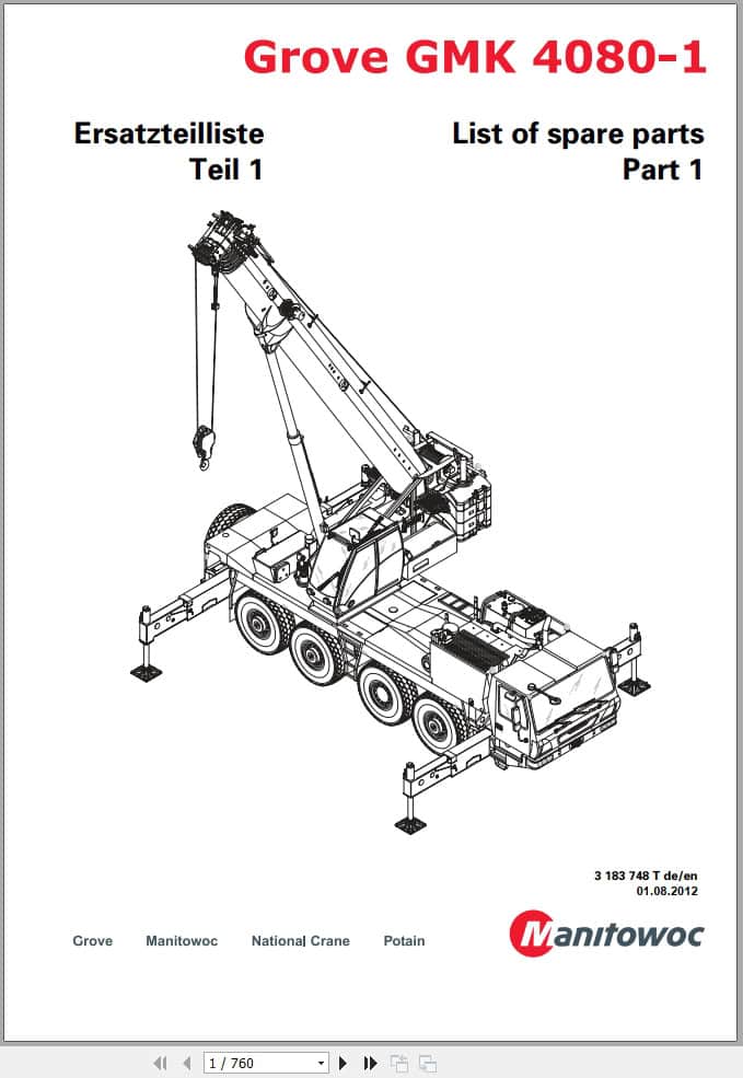 Grove Crane GMK 4080 1 Spare Parts List 3183748T 2012 (1)