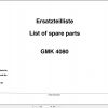 Grove Crane GMK 4080 Spare Parts List 3003343 1996 (1)