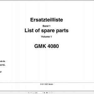 Grove Crane GMK 4080 Spare Parts List 3011057 1997 (1)