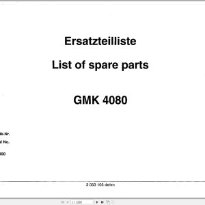 Grove Crane GMK 4080 Spare Parts List 3053105 2000 (1)