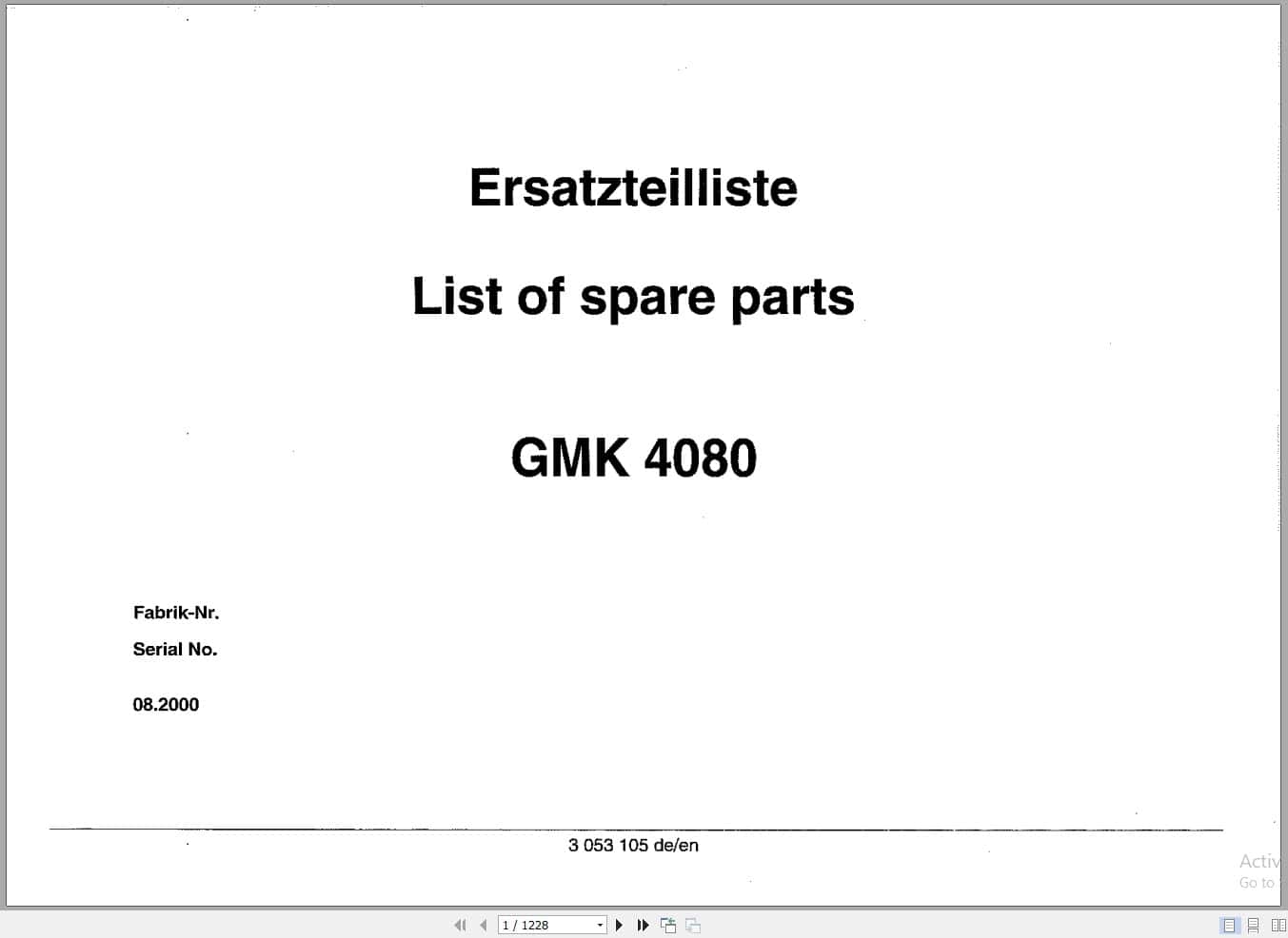 Grove Crane GMK 4080 Spare Parts List 3053105 2000 (1)