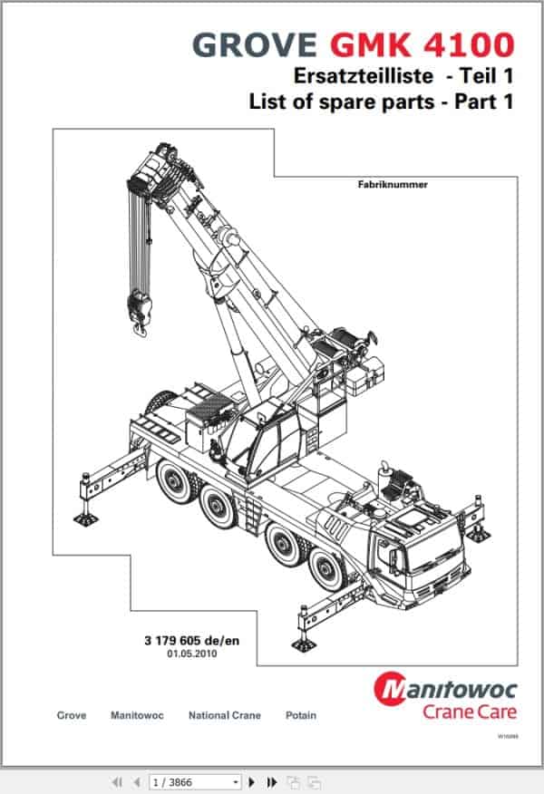 Grove Crane GMK 4100 Spare Parts List 3179605 2010 (1)