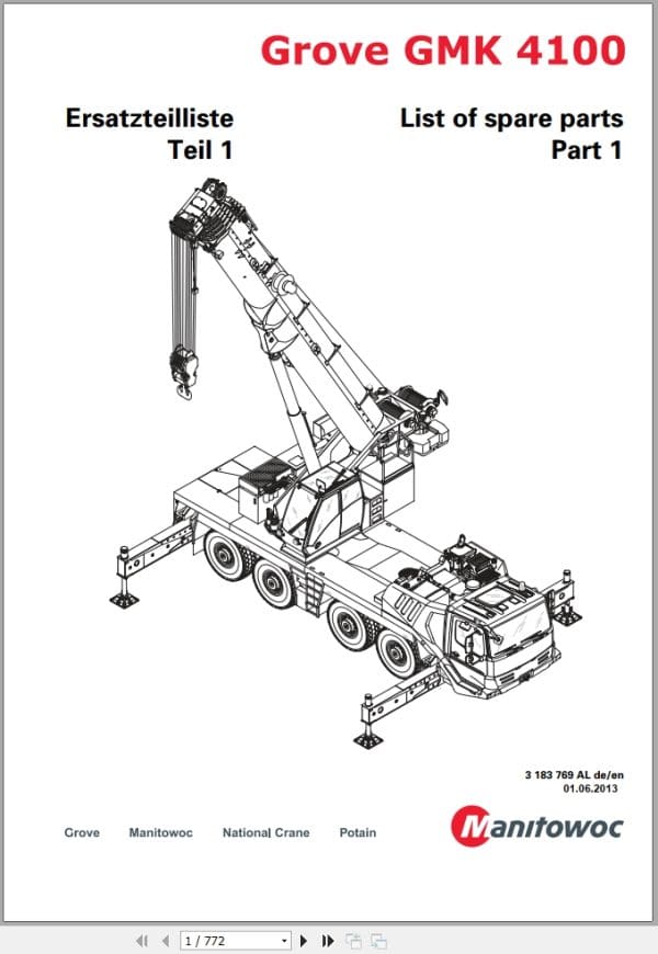 Grove Crane GMK 4100 Spare Parts List 3183769AL 2013 (1)