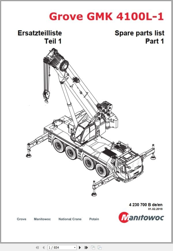 Grove Crane GMK 4100L 1 Spare Parts List 4230700B 2018 (1)