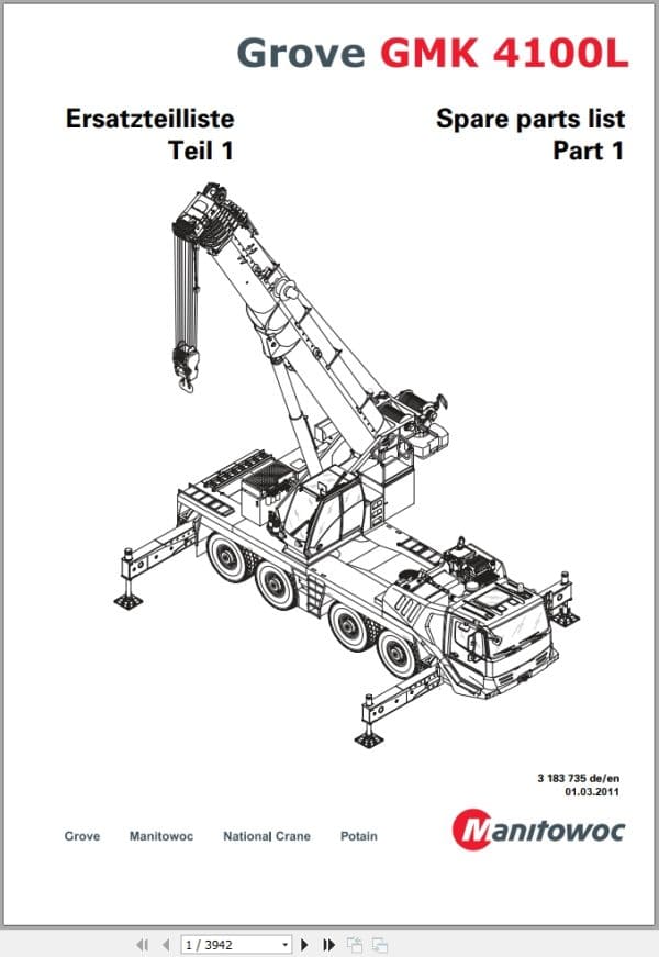 Grove Crane GMK 4100L Spare Parts List 3183735 2011 (1)