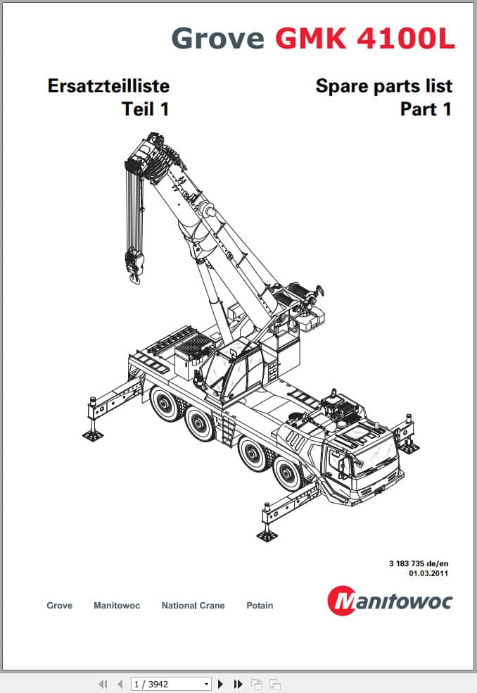 Grove Crane GMK 4100L Spare Parts List 3183735 2011 (1)