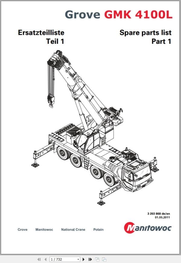 Grove Crane GMK 4100L Spare Parts List 3203868 2011 (1)